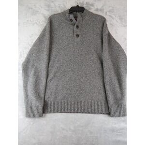 UNTUCKit Lambswool Henley Sweater Gray Speckled Knit XL Button Mock Neck